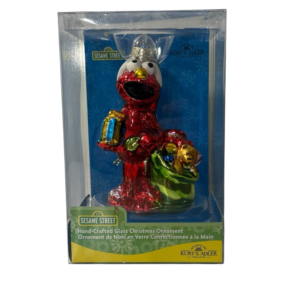 Rare 2012 Elmo Kurt S Adler Sesame Street Blown Glass Christmas Holiday Ornament